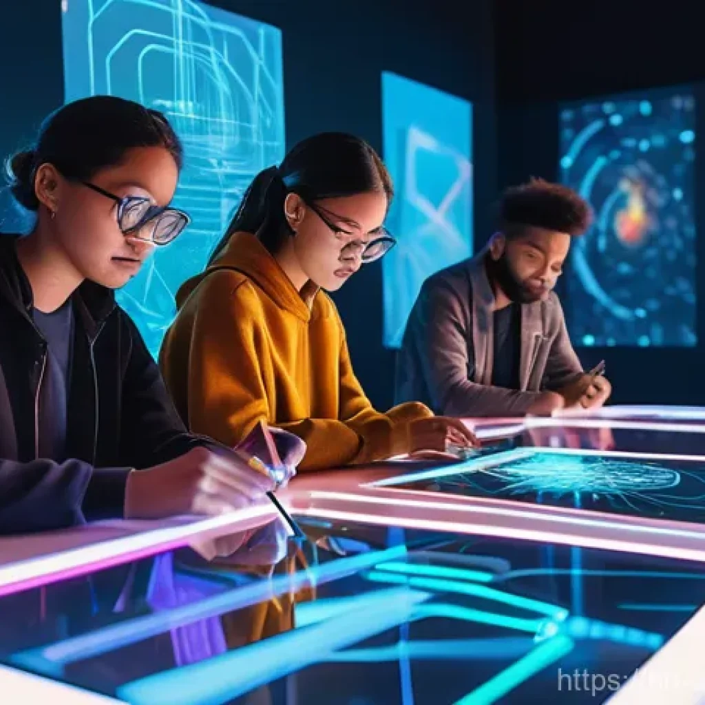 NFT와 예술 경영 - **Prompt:** A diverse group of modern artists, of various ages and ethnicities, collaboratively crea...