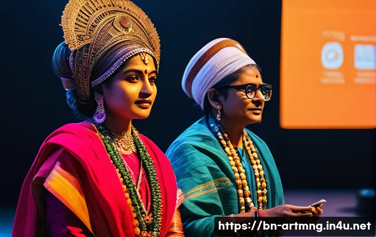 예술경영 해외 컨퍼런스 - A vibrant international art conference scene featuring diverse artists from Bangladesh and other cou...